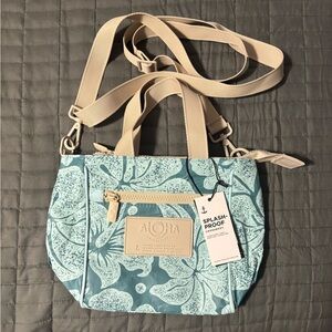 New ALOHA Collection Teal and Cream Floral Crossbody Bag